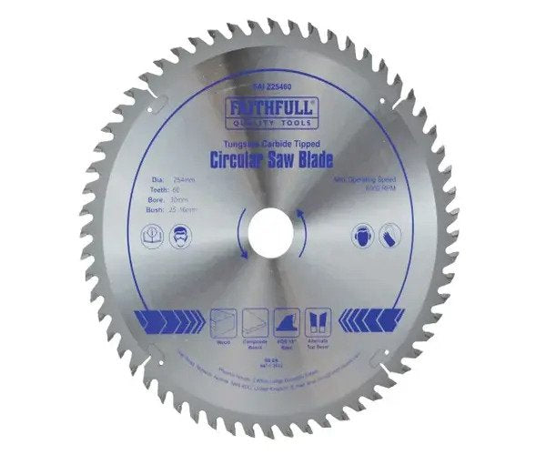 Faithfull TCT Circular Saw Blade 254 x 30mm x 60T POS MTN Shop UK