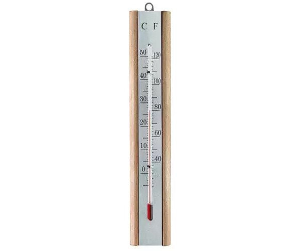 Thermometer Wall Beech Silver