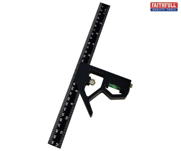 Faithfull Prestige Combination Square Black Aluminium 300mm (12in) – – Now available at MTN Shop UK. - imagen 2