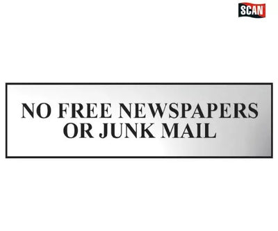 No Free Newspapers Or Junk Mail - Polished Chrome Effect