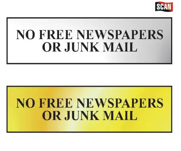 No Free Newspapers Or Junk Mail - Polished Chrome Effect - imagen 2