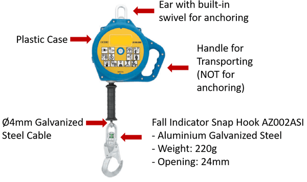 Retractable Fall Arrester. Supplied by MTN Shop EU
