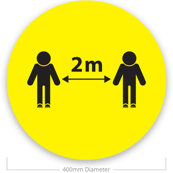 Social Distancing Floor Stickers 400mmDia. ''2m Distance''