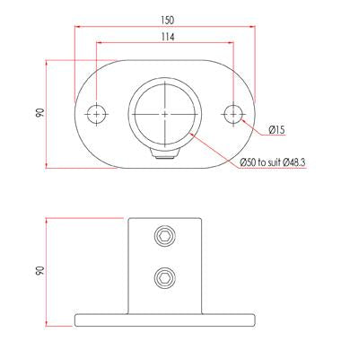Key Clamp: Doughty Railing Base Flange. Supplied by MTN Shop EU - imagen 3
