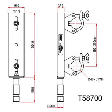 Fixed Ladder Truss Adaptor - ⌀28mm Spigot - Doughty - imagen 3