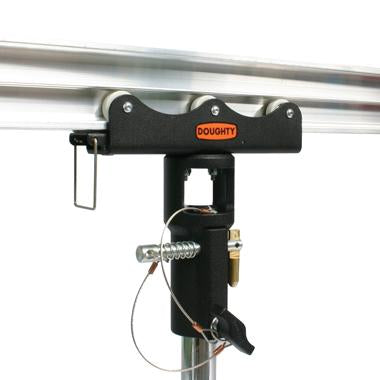 Doughty Studio Rail - 6 Wheel Carriage with a 28mm Receiver – This 6 wheel carriage fitted w/a friction brake & 3-point ⌀28mm receiver. Used to suspend luminaires fitted with a ⌀28mm Spigot. Safe & Efficient. – Now available at MTN Shop UK.