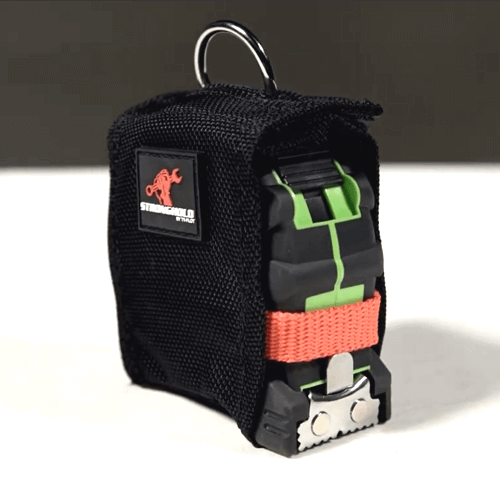 Stronghold Tape Measure Sleeve with D-ring – The stronghold tape measure sleeve fits most brands between 6 and 10.5m and allows your tool to be safely tethered while working at height. – Now available at MTN Shop UK.