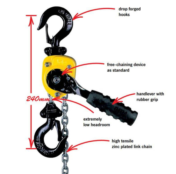 Yale Handy 250kg/500kg - Lightest Ratchet Lever Hoist. Supplied by MTN Shop EU