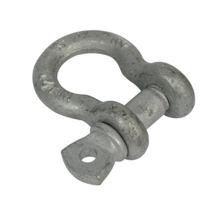 Galvanised bow shackle with red screw pin for heavy-duty lifting and rigging applications