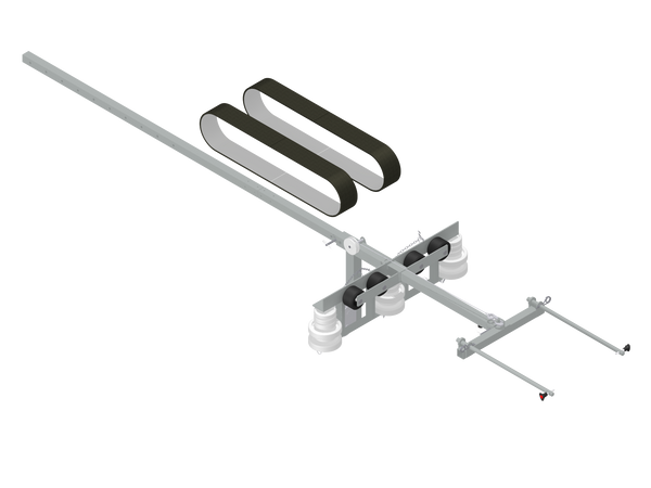 Antenna system with a long horizontal rod and two vertical loops on a white background