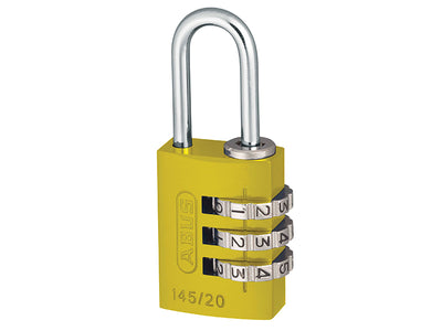 ABUS Mechanical  145/20 20mm Aluminium Combination Padlock Yellow 46572