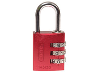 ABUS Mechanical  145/30 30mm Aluminium Combination Padlock Red 46578