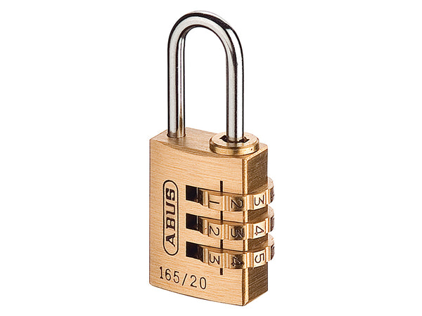 ABUS Mechanical  165/20 20mm Solid Brass Body Combination Padlock (3-Digit) Carded
