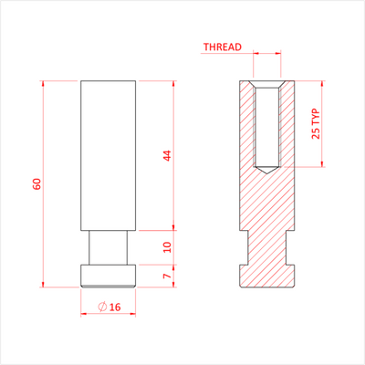 Doughty 16mm Aluminium Solo Spigots – second image