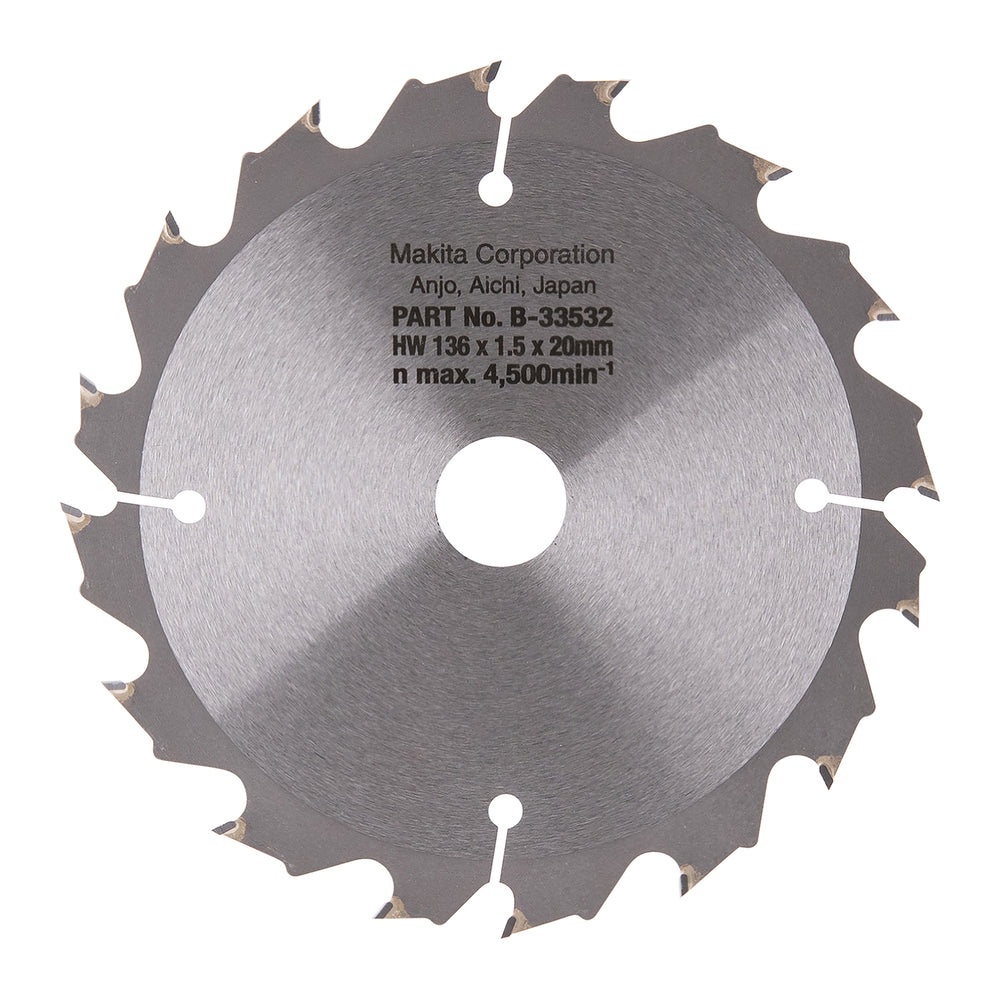 Makita - Makita B-33532 Specialized for Cordless Saws Blade 136 x 20mm x 16T - Makita circular saw blade, 136mm, 20 tooth design. - imagen 2