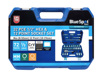 BlueSpot Tools 1/2in Hex & 12 Point Socket Set, 32 Piece – – Now available at MTN Shop UK.