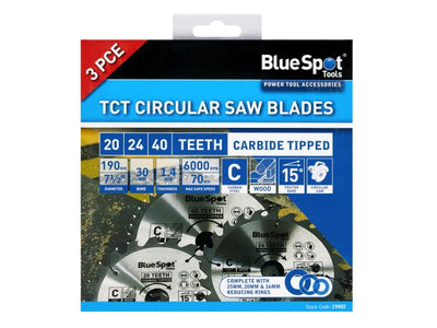 BlueSpot Tools 190mm Circular Saw Blade Set, 3 Piece – – Now available at MTN Shop UK.