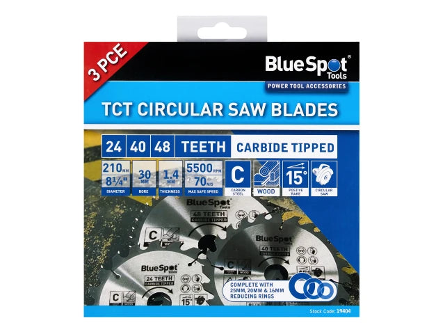 BlueSpot Tools 210mm Circular Saw Blade Set, 3 Piece – – Now available at MTN Shop UK. - imagen 2