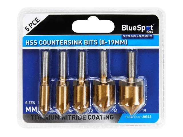 BlueSpot Tools HSS Titanium Countersink Bit Set, 5 Piece – – Now available at MTN Shop UK. - imagen 2