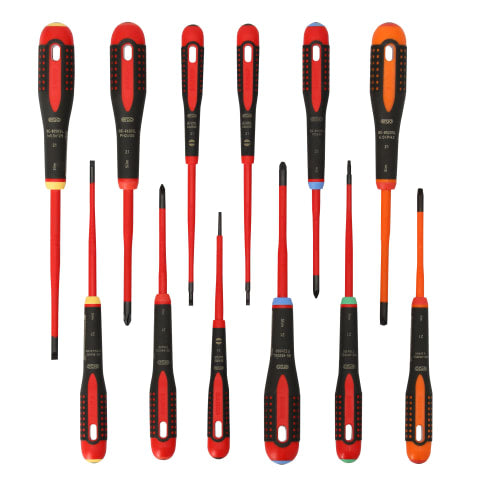 Bahco BE-9878SL ERGO™ Slim VDE Insulated Screwdriver Set, 12 Piece