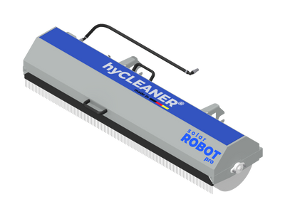 Gray and blue robot cleaner with 'hyCLeaner' branding on a white background