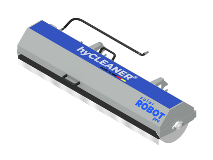 Gray and blue robot cleaner with 'hyCLeaner' branding on a white background