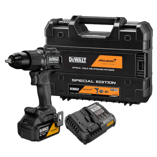 DEWALT 18V XR Mclaren Combi Drill c/w 1 x 5ah battery on a white background - imagen 3
