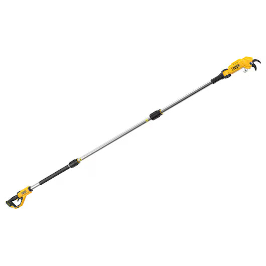 DeWalt DCMPP569N XR Pole Pruner 18V bare unit extended front view showing ergonomic grip, battery slot, and yellow and black XR construction - imagen 2