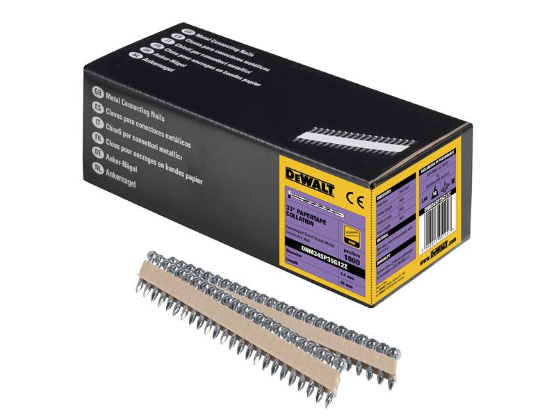 DeWALT Power Tools Galvanised Metal Connector Twist Nail 3.4 x 35mm (Pack 1000) - imagen 2