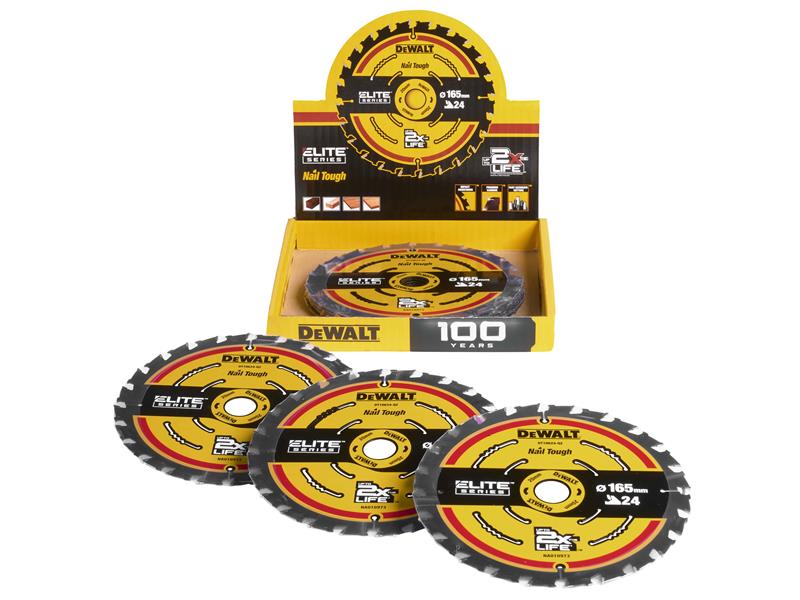 DeWALT Power Tools 24T ELITE™ Series 165mm Circular Saw Blade CDU (10 Blades) - imagen 2