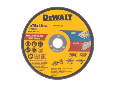 DEWALT DT20592 Bonded Abrasive Cutting Disc 76 x 1.6 x 9.5mm (3 Pack) – – Now available at MTN Shop UK.