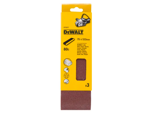 DEWALT Sanding Belt 533 x 75mm 80G Pack of 3 – – Now available at MTN Shop UK. - imagen 2