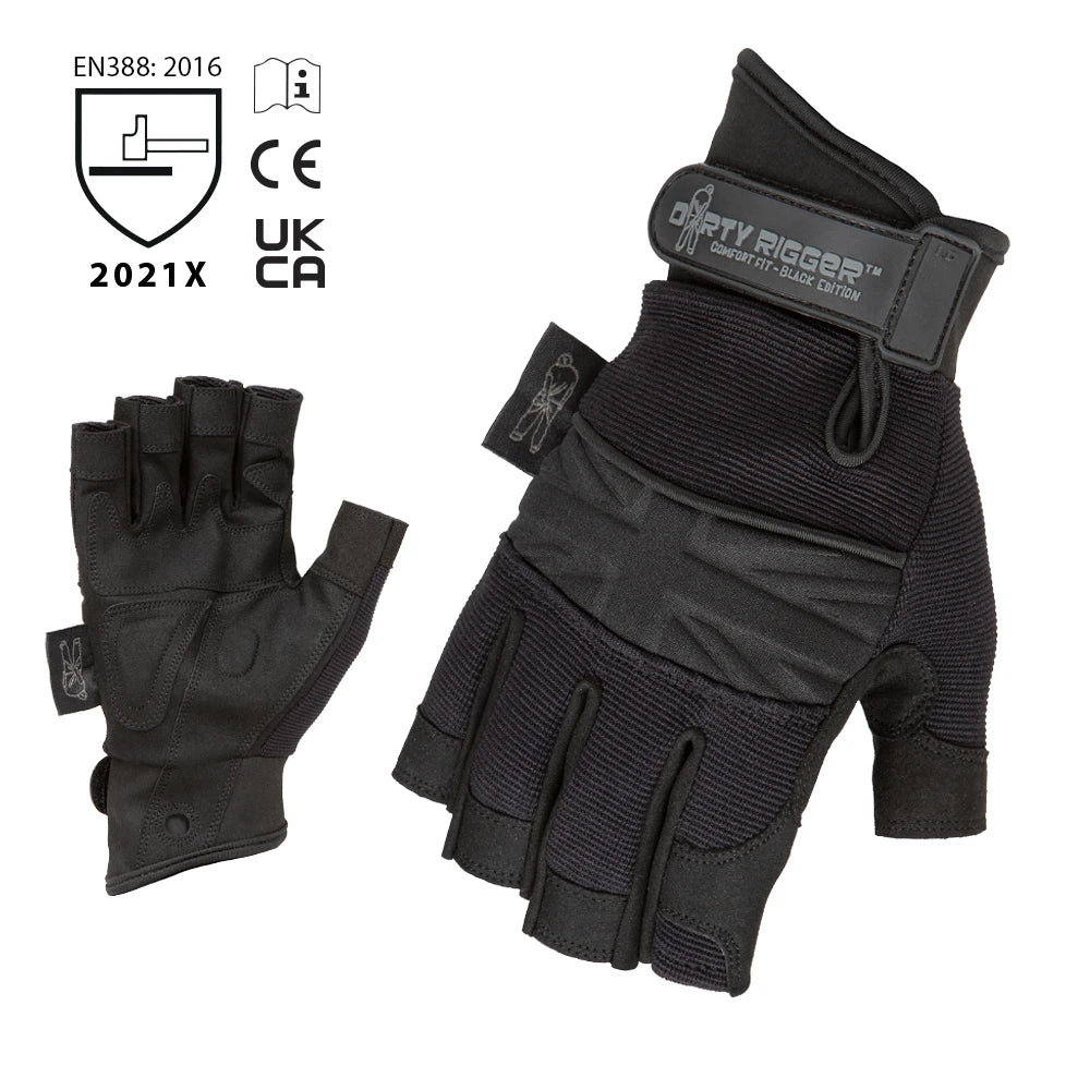 Dirty Rigger Comfort Fit™ Black Edition Rigger Glove – Fingerless - imagen 2