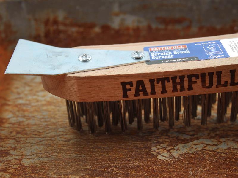 Faithfull Lightweight Scratch Brush with Scraper, Four Row - imagen 3