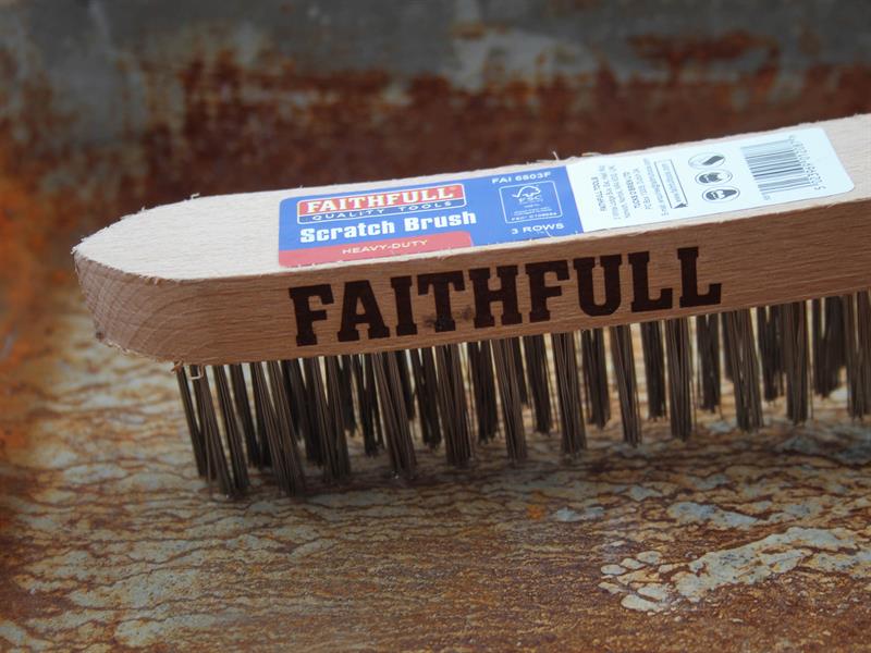 Faithfull Heavy-Duty Scratch Brush, Three Row - imagen 3