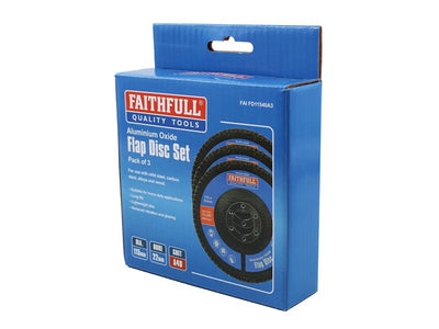 Faithfull Aluminium Oxide Flap Disc 115 x 22mm 40 Grit (3 Pack)