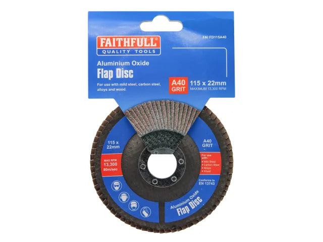 Faithfull Aluminium Oxide Flap Disc 115 x 22mm 40 Grit – – Now available at MTN Shop UK. - imagen 4