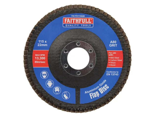 Faithfull Aluminium Oxide Flap Disc 115 x 22mm 80 Grit – – Now available at MTN Shop UK. - imagen 2