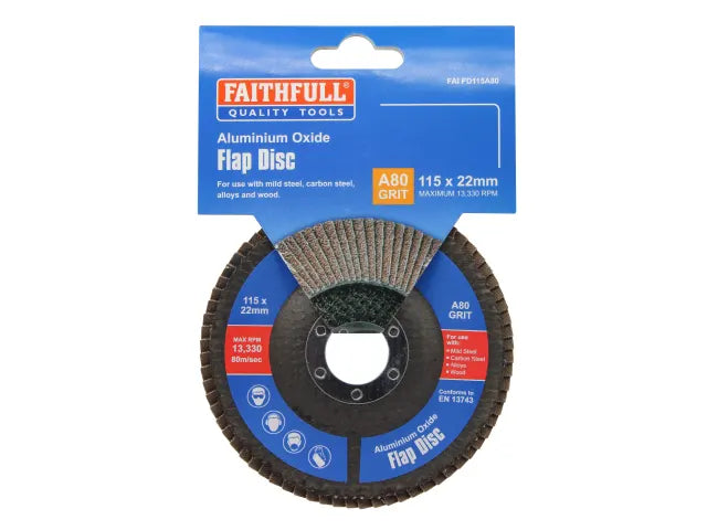 Faithfull Aluminium Oxide Flap Disc 115 x 22mm 80 Grit – – Now available at MTN Shop UK. - imagen 4