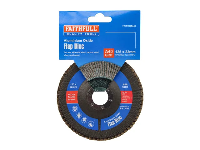 Faithfull Aluminium Oxide Flap Disc 125 x 22mm 40 Grit – – Now available at MTN Shop UK. - imagen 4