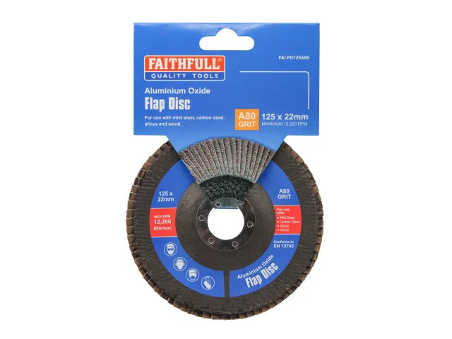 Faithfull Aluminium Oxide Flap Disc 125 x 22mm 80 Grit – – Now available at MTN Shop UK. - imagen 4