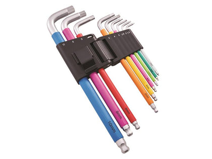 Faithfull - Faithfull Metric Multicoloured Hex Key Set, 9 Piece - Colored hex key set with ergonomic rubber handle.