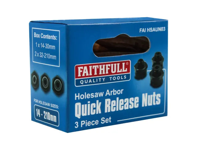 Faithfull Holesaw Arbor Quick Release Nut Set, 3 Piece - imagen 6