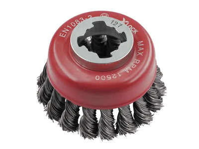 Faithfull X-LOCK Wire Cup Brush Twist Knot 75mm M14x2, 0.50mm Steel Wire – – Now available at MTN Shop UK.