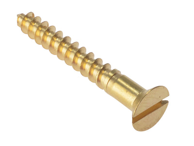 ForgeFix Wood Screw Slotted CSK Solid Brass 2in x 8 Box 200