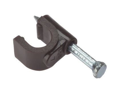 Cable Clip Round Coax Brown