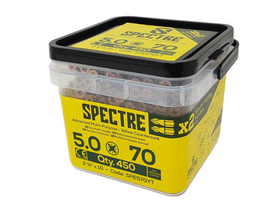 ForgeFix Spectre™ PZ Compatible Wood Screw CSK ZYP 5.0 x 70mm Tub 450