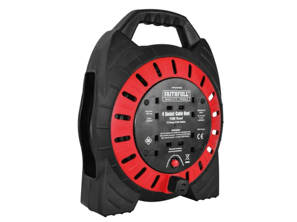 Faithfull Semi-Enclosed Cable Reel 240V 13A 4-Socket 10m – – Now available at MTN Shop UK.