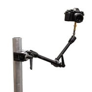 Doughty Pivot Arm G1150 — multi-positioning grip arm mounted on tube with camera, showing full extension and ball joint flexibility for film and photography production. - imagen 2