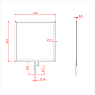 Doughty Flag Frame G3015 technical dimensions — 24x24 inch flat aluminium flag frame with 16mm spigot pin diagram - imagen 2